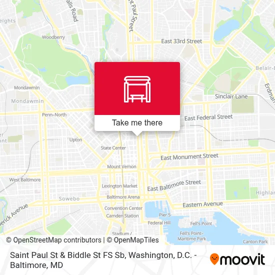 Saint Paul St & Biddle St FS Sb map