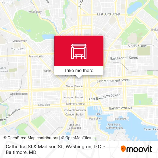 Cathedral St & Madison Sb map