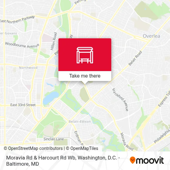 Moravia Rd & Harcourt Rd Wb map
