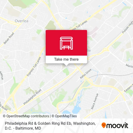 Philadelphia Rd & Golden Ring Rd Eb map