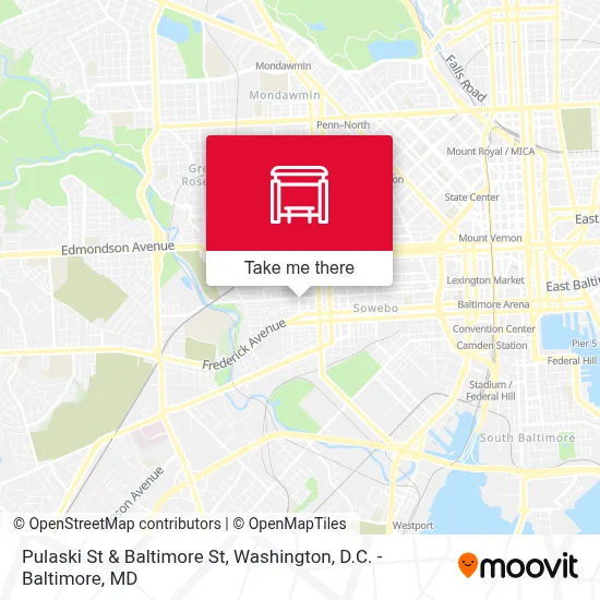 Pulaski St & Baltimore St map