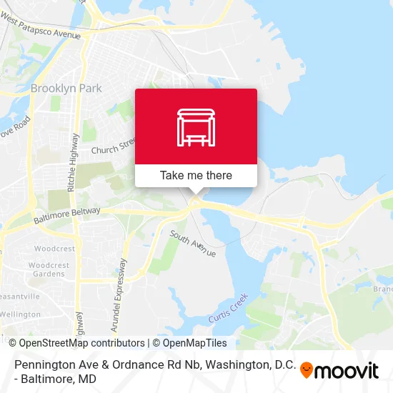 Pennington Ave & Ordnance Rd Nb map