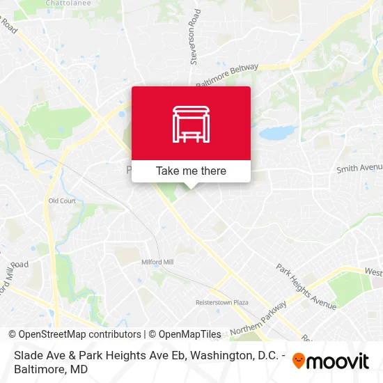 Slade Ave & Park Heights Ave Eb map