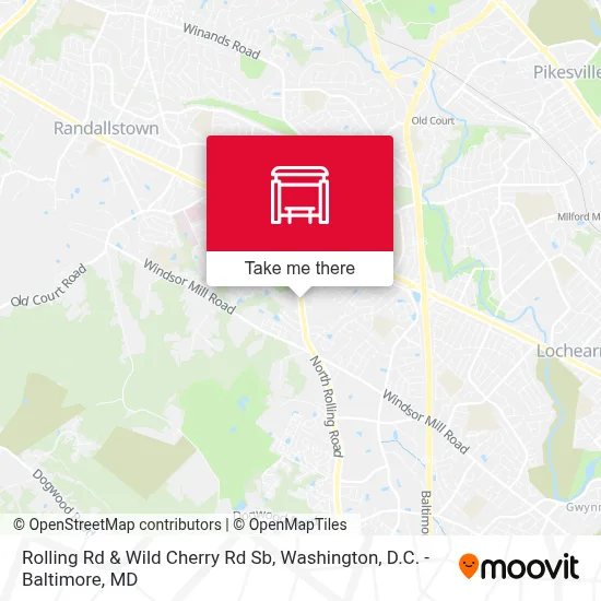 Rolling Rd & Wild Cherry Rd Sb map