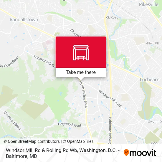 Windsor Mill Rd & Rolling Rd Wb map