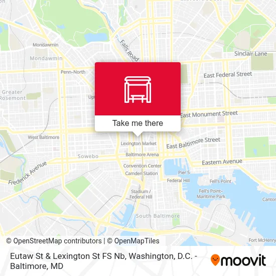 Eutaw St & Lexington St FS Nb map