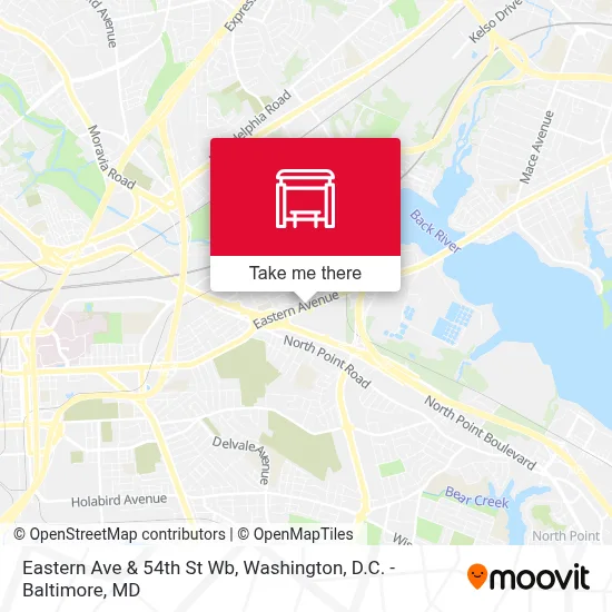 Eastern Ave & 54th St Wb map