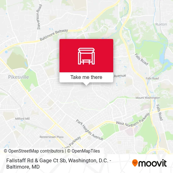 Fallstaff Rd & Gage Ct Sb map