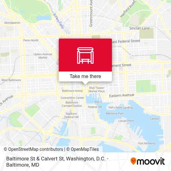 Baltimore St & Calvert St map