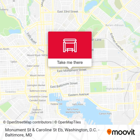 Monument St & Caroline St Eb map