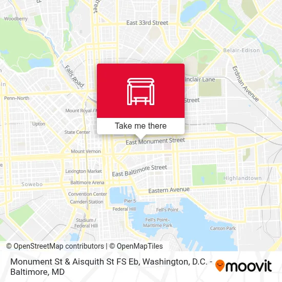 Monument St & Aisquith St FS Eb map