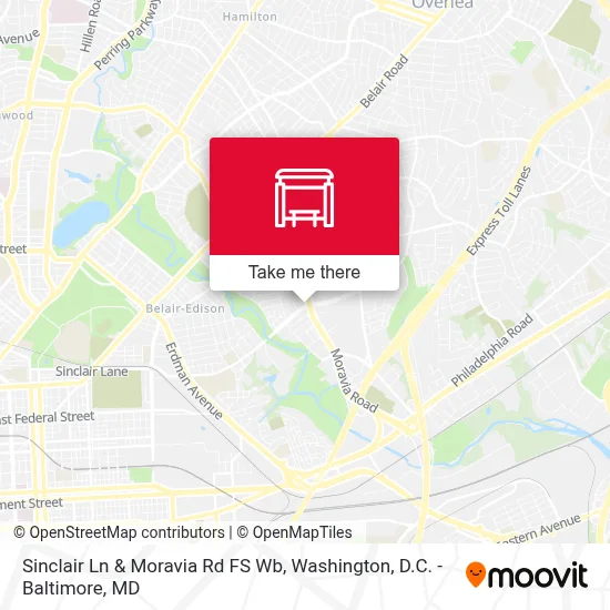Sinclair Ln & Moravia Rd FS Wb map