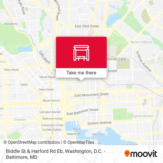 Biddle St & Harford Rd Eb map
