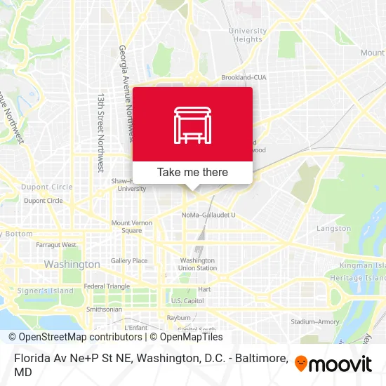 Florida Av Ne+P St NE map