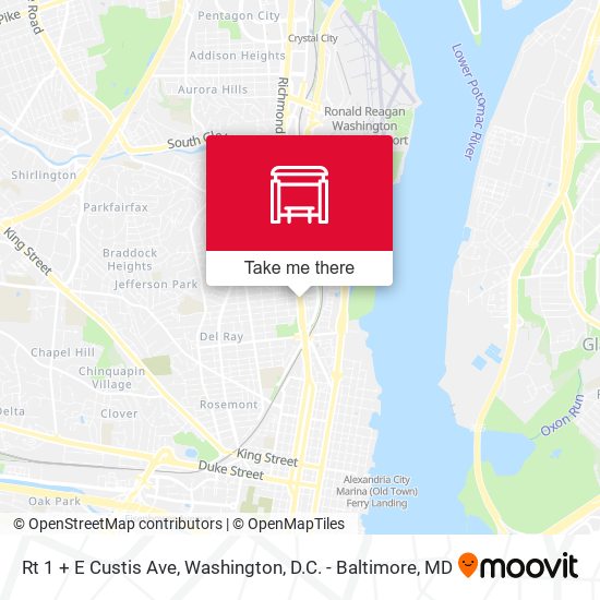 Rt 1 + E Custis Ave map