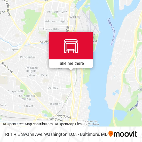 Rt 1 + E Swann Ave map