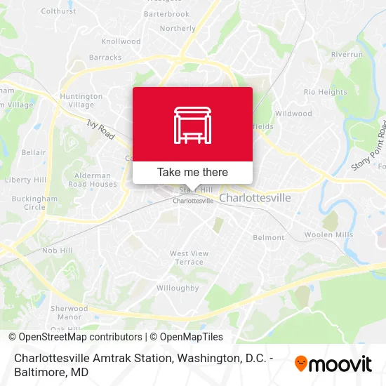 Mapa de Charlottesville Amtrak Station