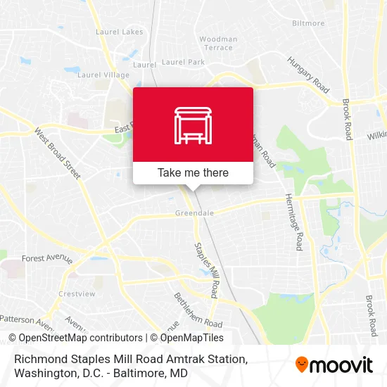 Richmond Staples Mill Road Amtrak Station map