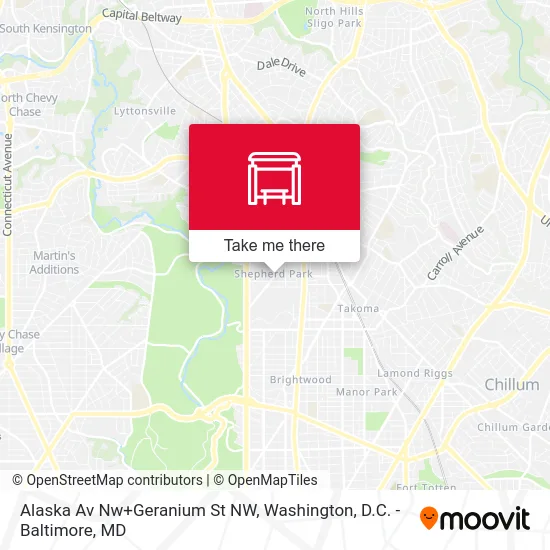 Alaska Av Nw+Geranium St NW map