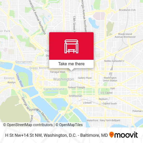 Mapa de H St Nw+14 St NW