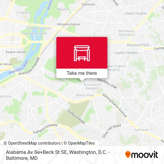 Alabama Av Se+Beck St SE map
