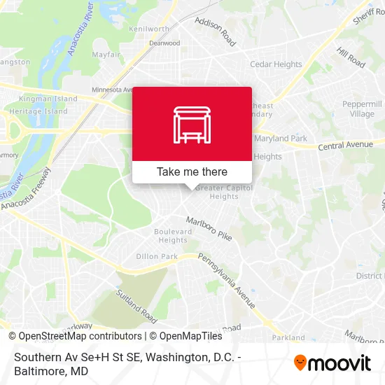 Southern Av Se+H St SE map