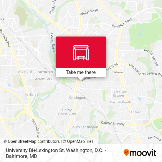 University Bl+Lexington St map