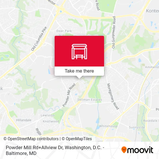 Powder Mill Rd+Allview Dr map