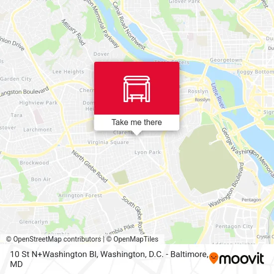10 St N+Washington Bl map