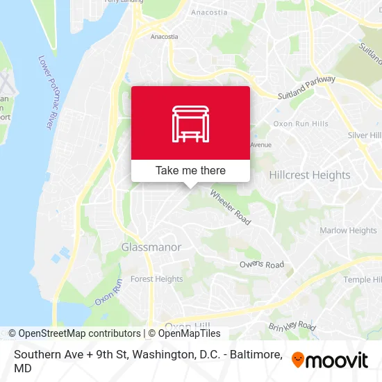 Southern Ave + 9th St map