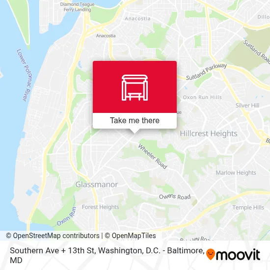 Southern Ave + 13th St map