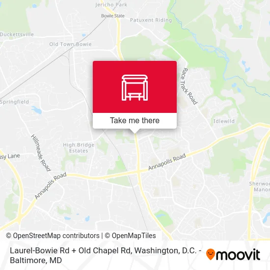 Laurel-Bowie Rd + Old Chapel Rd map