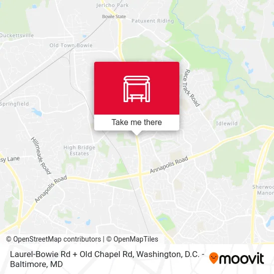Laurel-Bowie Rd + Old Chapel Rd map