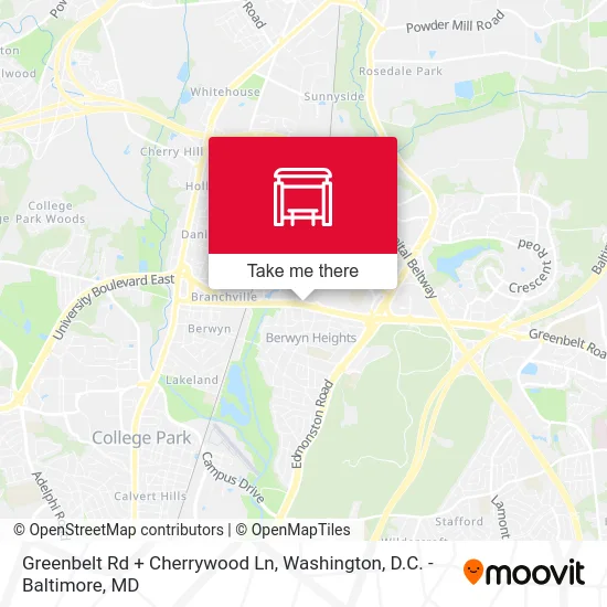Greenbelt Rd + Cherrywood Ln map