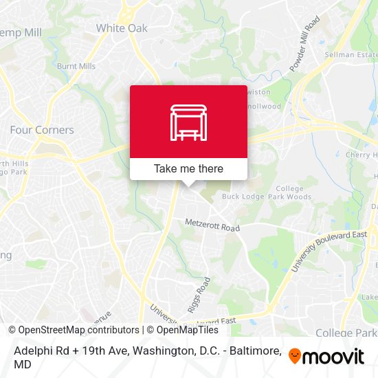 Adelphi Rd + 19th Ave map
