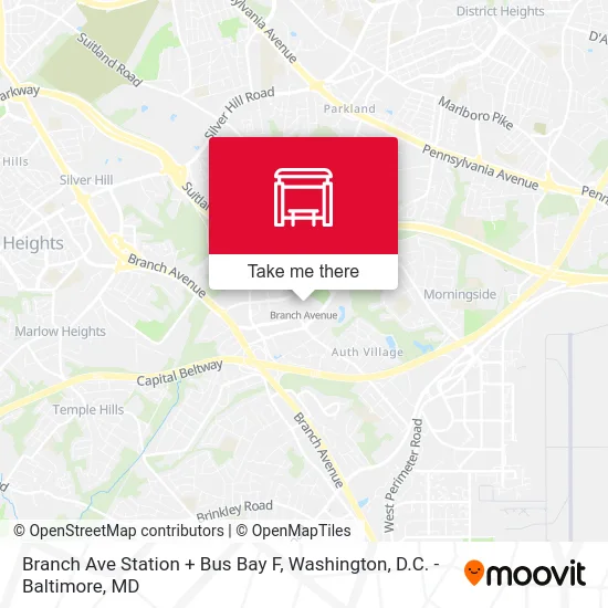Branch Ave Station + Bus Bay F map