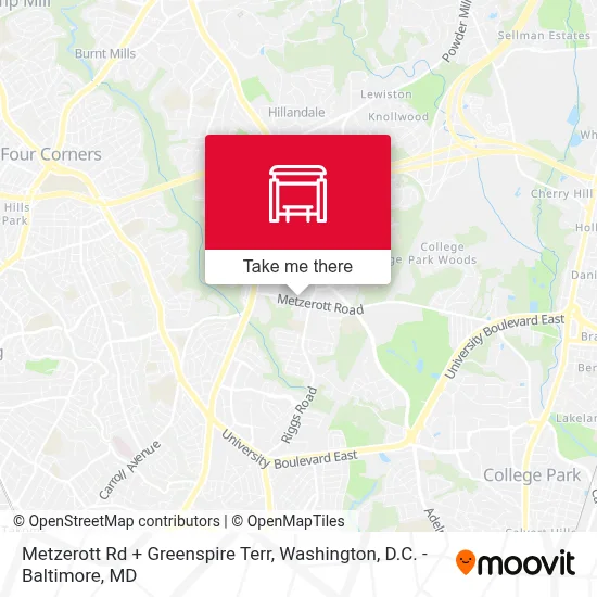 Metzerott Rd + Greenspire Terr map