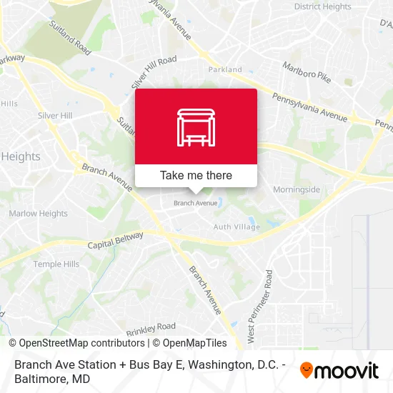 Branch Ave Station + Bus Bay E map