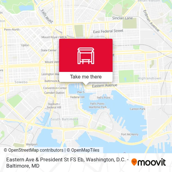 Eastern Ave & President St FS Eb map