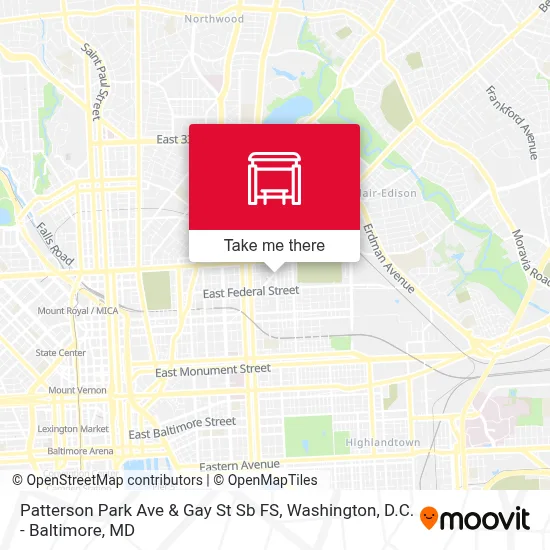 Patterson Park Ave & Gay St Sb FS map