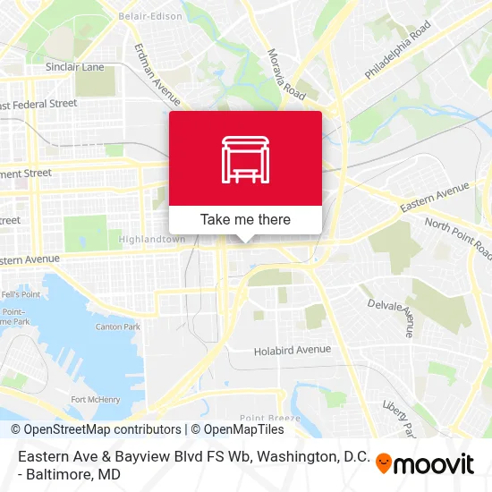 Eastern Ave & Bayview Blvd FS Wb map