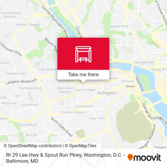 Rt 29 Lee Hwy & Spout Run Pkwy map