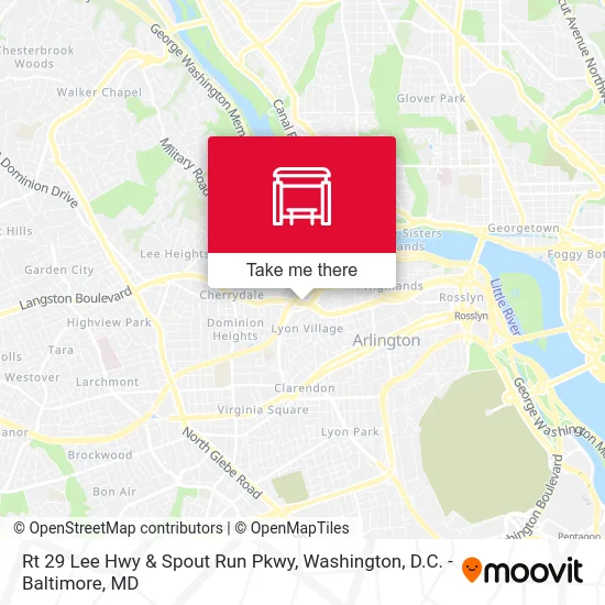 Rt 29 Lee Hwy & Spout Run Pkwy map