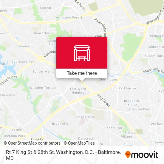 Rt 7 King St & 28th St map