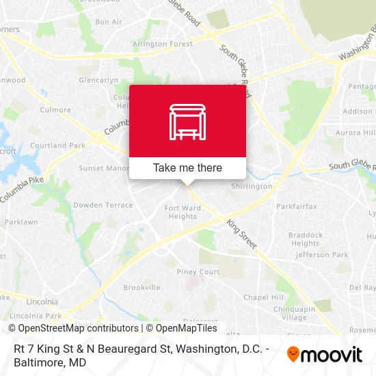 Rt 7 King St & N Beauregard St map
