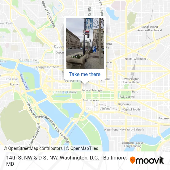 14th St NW & D St NW map