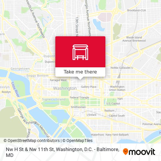 Nw H St & Nw 11th St map