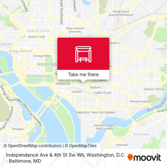 Independence Ave & 4th St Sw Wb map