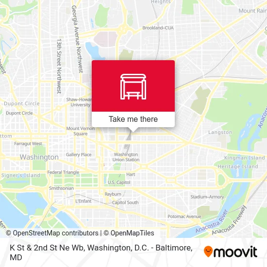 K St & 2nd St Ne Wb map