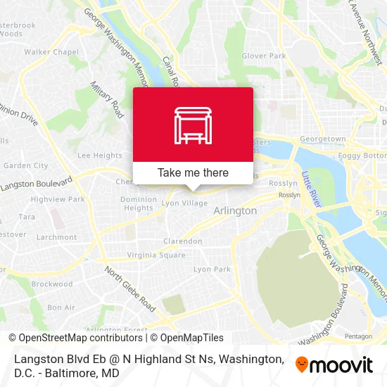 Langston Blvd Eb @ N Highland St Ns map